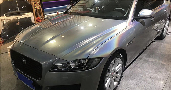 Matte Gold Laser Grey Glitter Car Wrap Air Release Non Fading 140gsm