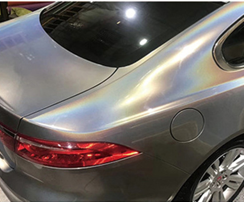 Matte Gold Laser Grey Glitter Car Wrap Air Release Non Fading 140gsm