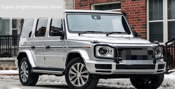 30µM Metallic Silver Gloss Car Vinyl Wrap Untuk Iklan Kendaraan