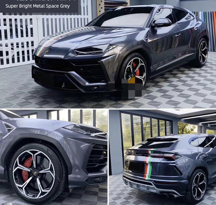 Grey Gloss Car Vinyl Wrap Dengan PET Release Liner Bubble Free Metal Space