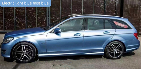 Metalik Teal Mist Blue Car Wrap Film Pelepasan Udara Tidak Memudar