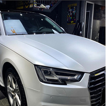 Audi Electro Optic Metallic White Car Wrap Film Rilis Udara Dapat Digeser