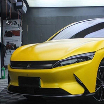Electroluminescent Yellow Matte Car Wrap Film Pelepasan Udara Dapat Digesek