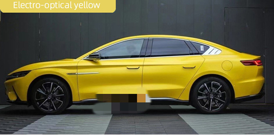 Electroluminescent Yellow Matte Car Wrap Film Pelepasan Udara Dapat Digesek