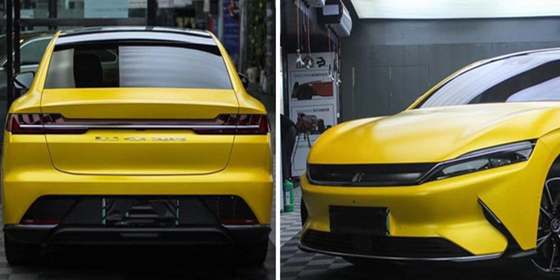 Electroluminescent Yellow Matte Car Wrap Film Pelepasan Udara Dapat Digesek