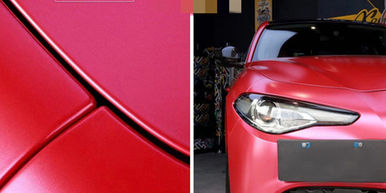 Tahan Air Tahan Lama Listrik Merah Mobil Vinyl Wrap Swipeable Gelembung Gratis