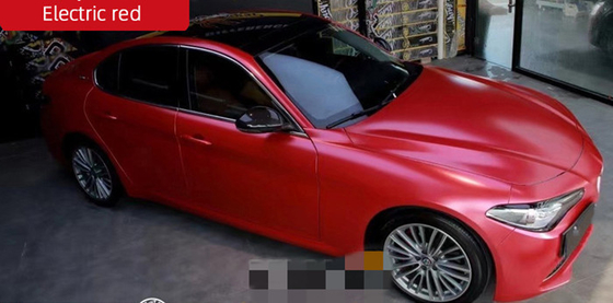 Tahan Air Tahan Lama Listrik Merah Mobil Vinyl Wrap Swipeable Gelembung Gratis