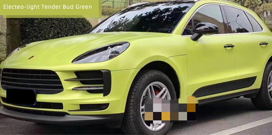PET Swipeable 60µM Light Bud Green Car Vinyl Wrap Clear Removable Acrylic Adhesive