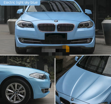 Matte Metallic Electric Light Sky Blue Car Wrap Film Tidak Memudar