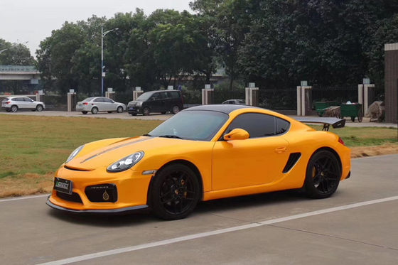 mengkilap Metallic Yellow Mobil Membungkus Removable UV Resistant vinil Membungkus