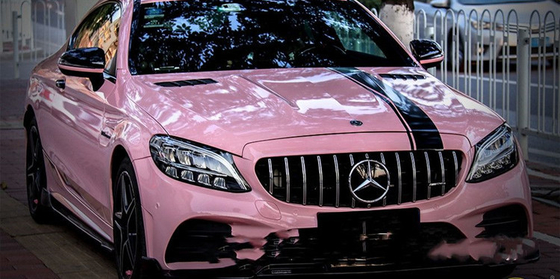 High kilap Peach Pink Mobil Membungkus Vehicle Membungkus vinil Gulungan Lebar 1.27m SGS