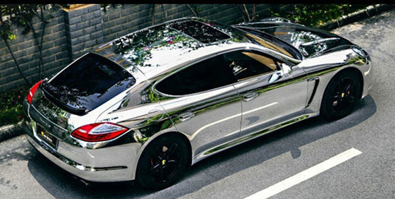 140gsm Cermin Chrome Perak vinil Mobil Membungkus Air Rilis Tahan Panas vinil Membungkus