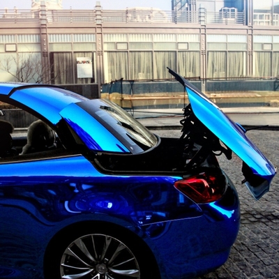 Removable Adhesive Chrome Blue Car Wrap Cermin Efek Vinyl Wrap