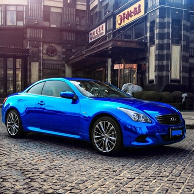 Removable Adhesive Chrome Blue Car Wrap Cermin Efek Vinyl Wrap