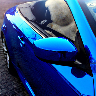 Removable Adhesive Chrome Biru Mobil Membungkus Mirror Effect vinil Membungkus 140gsm