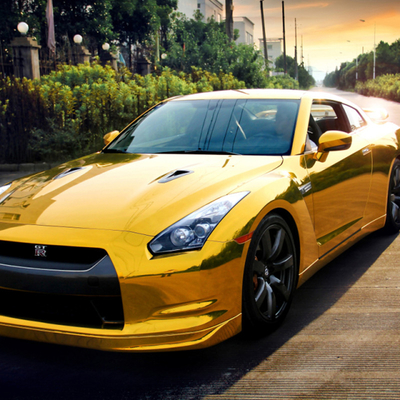 High kilap Gold Chrome Mobil vinil Membungkus Air Release Slideable 140gsm