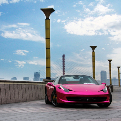 Moisture Proof Pink Chrome Mobil vinil Membungkus Cermin Efek Gelembung Gratis