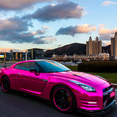 kilap pink Chrome Mobil vinil Membungkus dengan Perekat Akrilik Yang Dapat Dilepas
