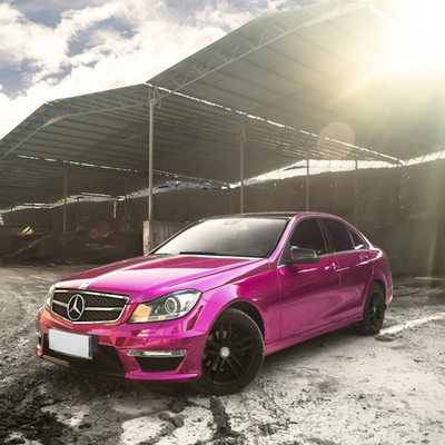 120µM Gratis Slideable Pink Chrome Car Wrap Film Resistensi Semprotan Garam