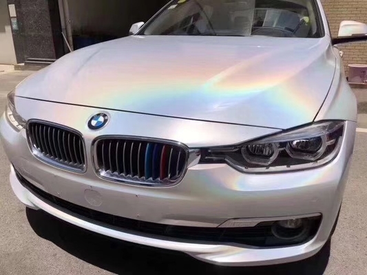 Perekat Tahan Suhu vinil Mobil Membungkus Laser White Sparkle Mobil Membungkus 140gsm
