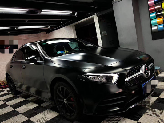 Hitam Matte Car Vinyl Wrap Removable Gelembung Gratis Menyembunyikan Scratch Metallic