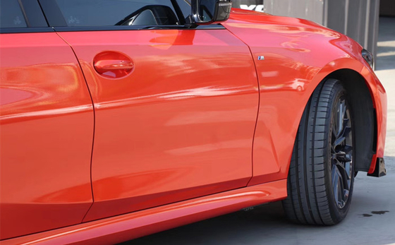 Removable Adhesive kilap Fire Orange Mobil Membungkus Tahan Gores Air Release vinil Membungkus