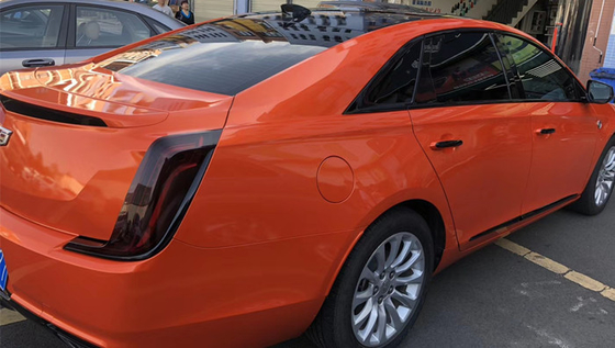 Removable Adhesive kilap Fire Orange Mobil Membungkus Tahan Gores Air Release vinil Membungkus
