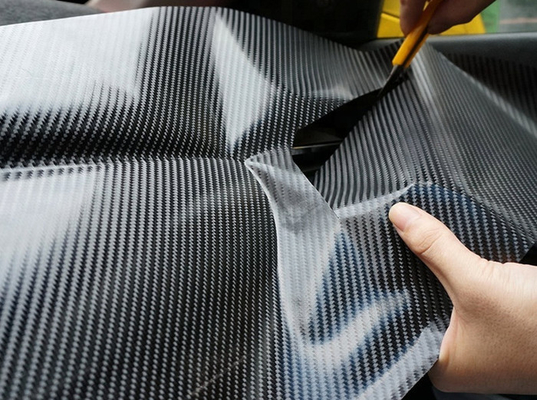 Eksterior Interior Hitam 6D Carbon Fiber Car Vinyl Wrap Roll Air Release