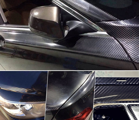 Eksterior Interior Hitam 6D Carbon Fiber Car Vinyl Wrap Roll Air Release