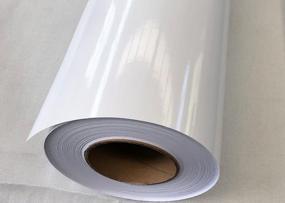 vinil kalender polimer Digital Printing Film mengkilap White perekat diri