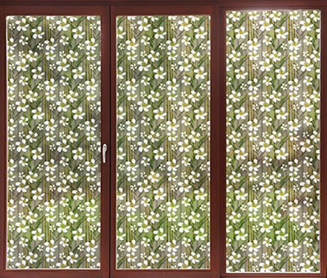 Bambu Floral Printed Dekoratif Jendela Kaca Film Perlindungan Privasi SGS