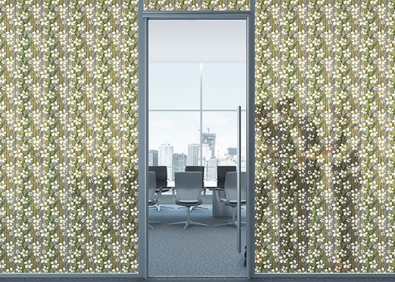 Bambu Floral Printed Dekoratif Jendela Kaca Film Perlindungan Privasi SGS
