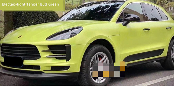 PET Swipeable 60µM Light Bud Green Car Vinyl Wrap Clear Removable Acrylic Adhesive